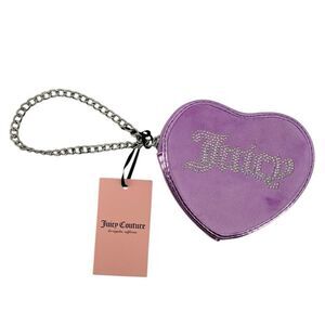 Juicy Couture Violet Tulle Heart Wristlet – Pearl Detail – Y2K Zip Around